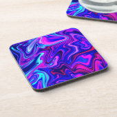 Trendy neblau pink türkis Abstrakt Getränkeuntersetzer (Linke Seite)