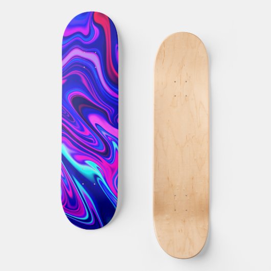 Trendy neblau pink türkis Abstrakt Skateboard (Vorderseite)
