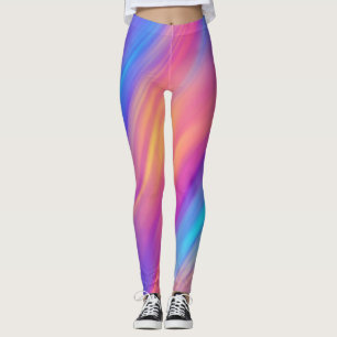 Trendy Neon Bright Blue Pink Yellow Abstrakt Leggings