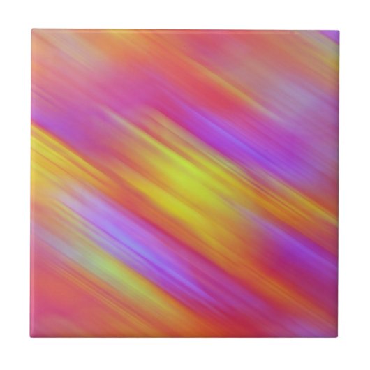 Trendy Neon Bright Red Pink Yellow Abstrakt Fliese (Vorderseite)