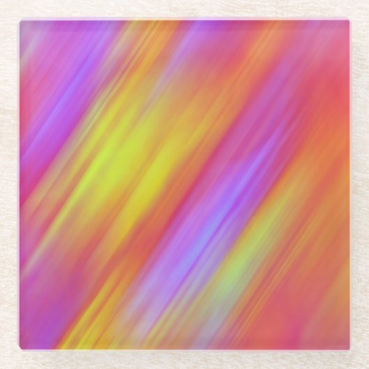 Trendy Neon Bright Red Pink Yellow Abstrakt Glasuntersetzer (Vorderseite)
