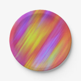 Trendy Neon Bright Red Pink Yellow Abstrakt Pappteller