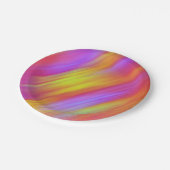 Trendy Neon Bright Red Pink Yellow Abstrakt Pappteller (Schrägansicht)