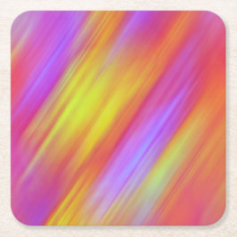 Trendy Neon Bright Red Pink Yellow Abstrakt Rechteckiger Pappuntersetzer