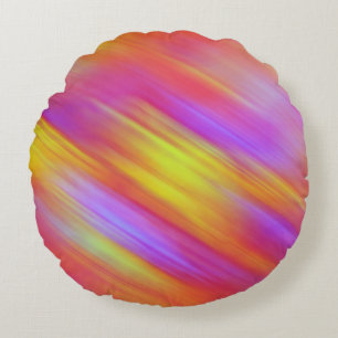 Trendy Neon Bright Red Pink Yellow Abstrakt Rundes Kissen