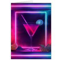 Trendy Neon Cocktail Glass Grußkarte