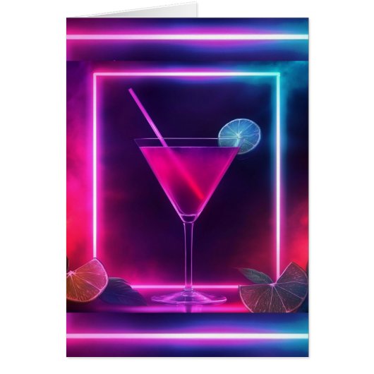 Trendy Neon Cocktail Glass Grußkarte (Vorne)
