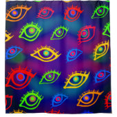Trendy Neon Colorful Eyes Pattern Duschvorhang (Vorderseite)