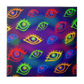 Trendy Neon Colorful Eyes Pattern Fliese (Vorderseite)