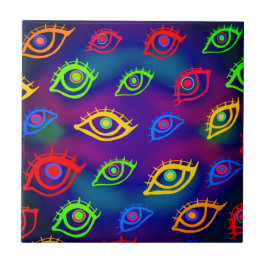 Trendy Neon Colorful Eyes Pattern Fliese