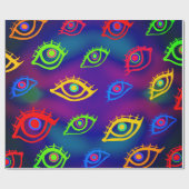 Trendy Neon Colorful Eyes Pattern Geschenkpapier (Flach)