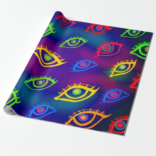 Trendy Neon Colorful Eyes Pattern Geschenkpapier (Ungerollt)