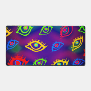 Trendy Neon Colorful Eyes Pattern Schreibtischunterlage