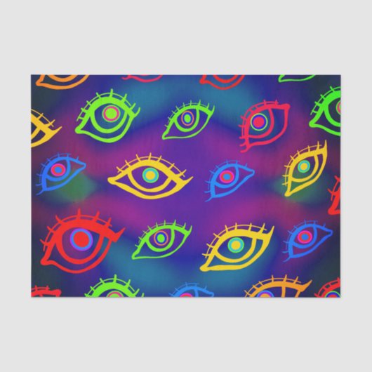 Trendy Neon Colorful Eyes Pattern Seidenpapier (Vorderseite)