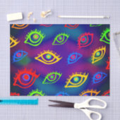 Trendy Neon Colorful Eyes Pattern Seidenpapier (Handwerk)