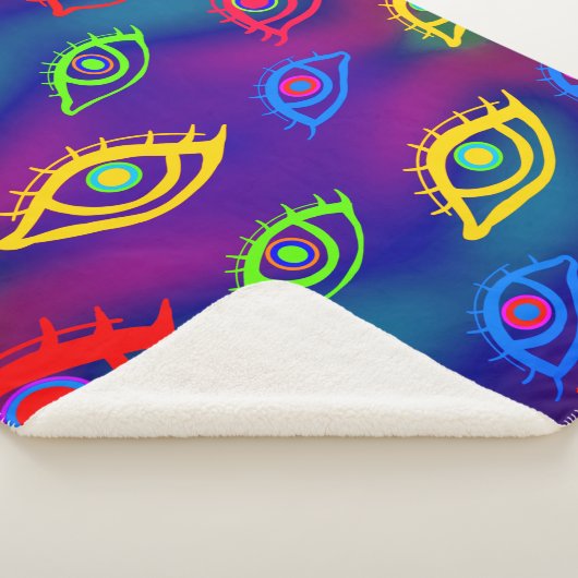 Trendy Neon Colorful Eyes Pattern Sherpadecke (3/4)