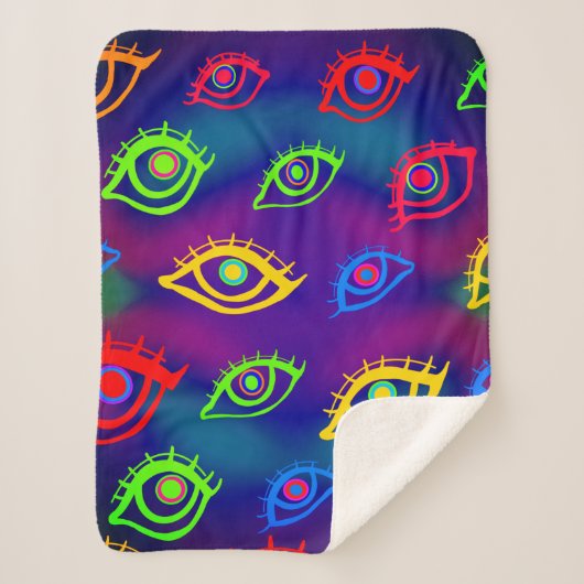 Trendy Neon Colorful Eyes Pattern Sherpadecke (Vorderseite)