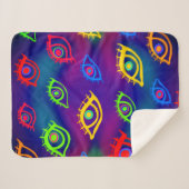 Trendy Neon Colorful Eyes Pattern Sherpadecke (Vorderseite (Horizontal))