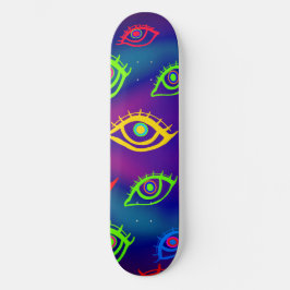Trendy Neon Colorful Eyes Pattern Skateboard