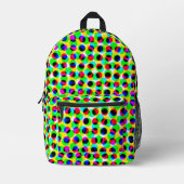 Trendy Neon Colorful Geometric Circle Lights Name Bedruckter Rucksack (Vorderseite)