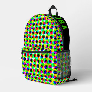 Trendy Neon Colorful Geometric Circle Lights Name Bedruckter Rucksack