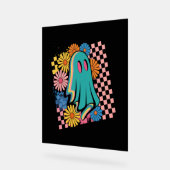 Trendy Neon Floral Ghost Halloween Acrylschild (Winkel)