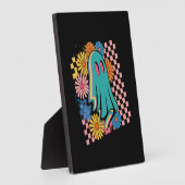 Trendy Neon Floral Ghost Halloween Fotoplatte (Seite)