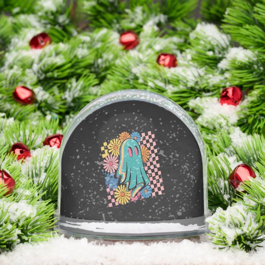 Trendy Neon Floral Ghost Halloween Schneekugeln (Weihnachten)