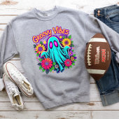 Trendy Neon Floral Retro Ghost Groovy Halloween Sweatshirt