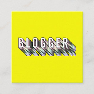 Trendy neon gelb 3d Typografy Blogger minimal Quadratische Visitenkarte