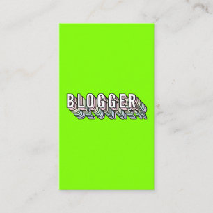 Trendy neon green 3d typografie Blogger minimal Visitenkarte