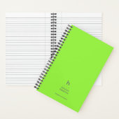 Trendy Neon Green Modern Monogram Notizblock (Innen)