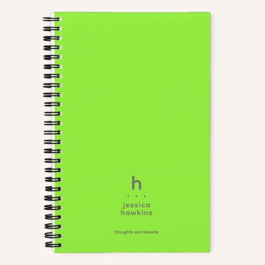 Trendy Neon Green Modern Monogram Notizblock (Vorderseite)