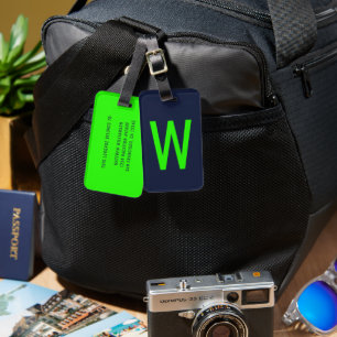 Trendy Neon Green Monogram Gepäckanhänger