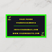 Trendy Neon Party Time Personalisiert Beruflich Visitenkarte (Rückseite)