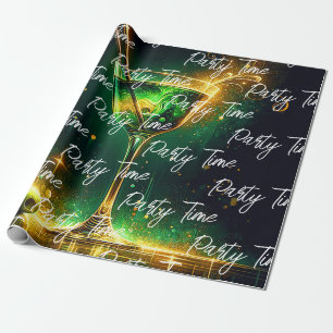 Trendy Neon Party Time Personalisiert Geschenkpapier
