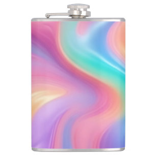 Trendy Neon Pink Blau abstrakte Wellen Flachmann