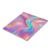 Trendy Neon Pink Blau abstrakte Wellen Fliese (Seite)