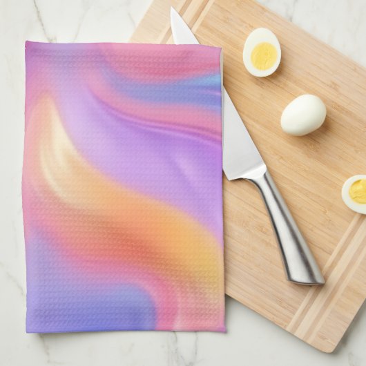 Trendy Neon Pink Blau abstrakte Wellen Geschirrtuch (Viertel Falte)