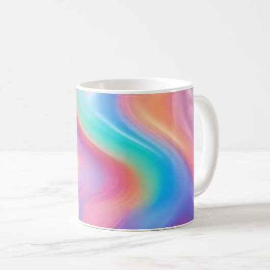 Trendy Neon Pink Blau abstrakte Wellen Kaffeetasse (VorderseiteRechts)