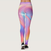 Trendy Neon Pink Blau abstrakte Wellen Leggings (Rückseite)