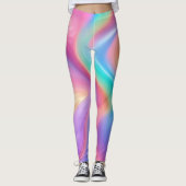Trendy Neon Pink Blau abstrakte Wellen Leggings (Vorderseite)