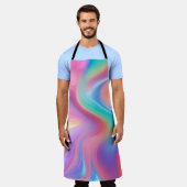 Trendy Neon Pink Blau abstrakte Wellen Schürze (Getragen)