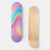 Trendy Neon Pink Blau abstrakte Wellen Skateboard (Vorderseite)
