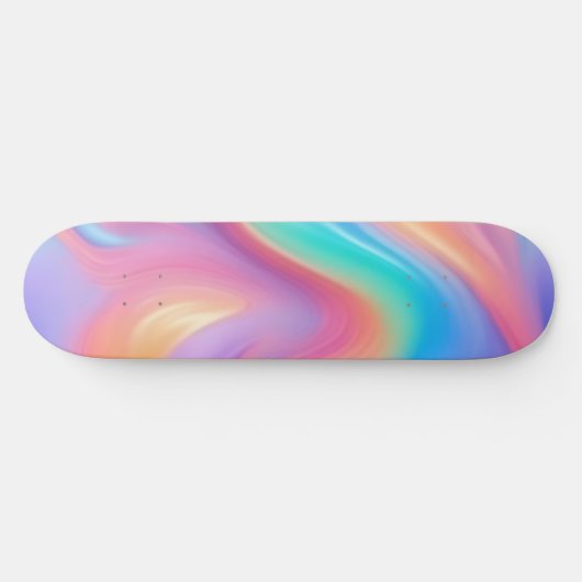 Trendy Neon Pink Blau abstrakte Wellen Skateboard (Horizontal)