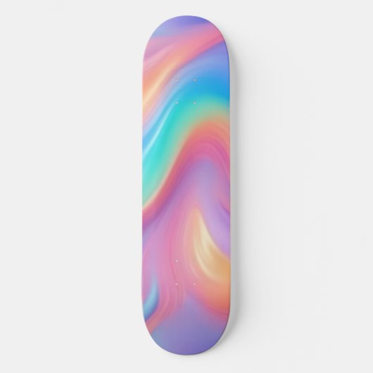 Trendy Neon Pink Blau abstrakte Wellen Skateboard (Vorderseite)