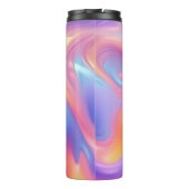 Trendy Neon Pink Blau abstrakte Wellen Thermosbecher (Rückseite)