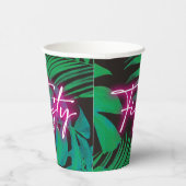 Trendy Neon Pink Tropical 50. Geburtstag Pappbecher (Rechts)