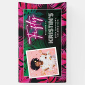 Trendy Neon Pink Tropical 50. Geburtstag Willkomme Banner (Vertikal)