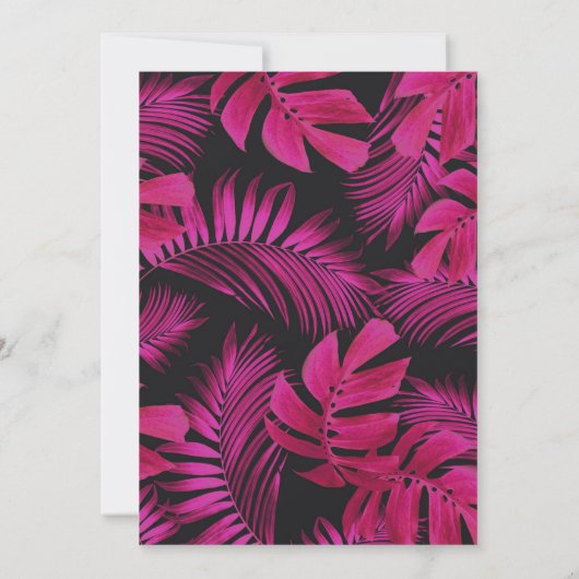 Trendy Neon Pink Tropischer Junggeselinnen-Abschie Einladung (Rückseite)